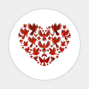 Red Cardinal bird heart love you Magnet